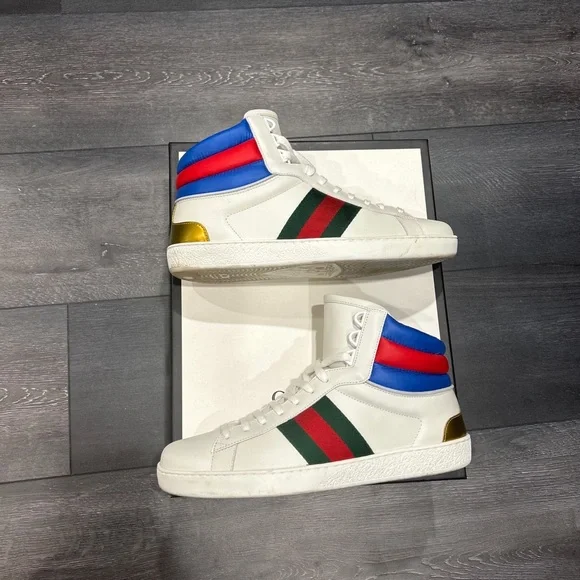 Gucci ace high tops size fits worn time